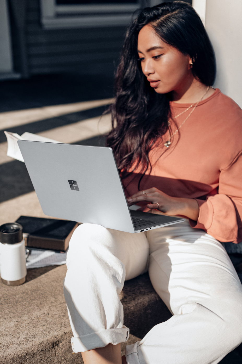 woman using laptop